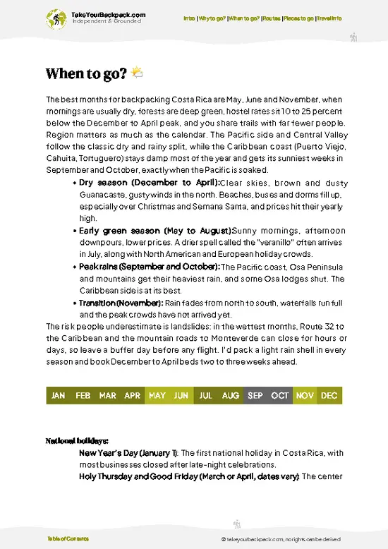 example page 3 from our offline Travel Guide for Costa Rica